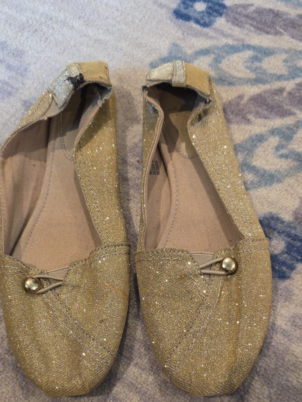 Gold Glitter Women's Slip-On Flats